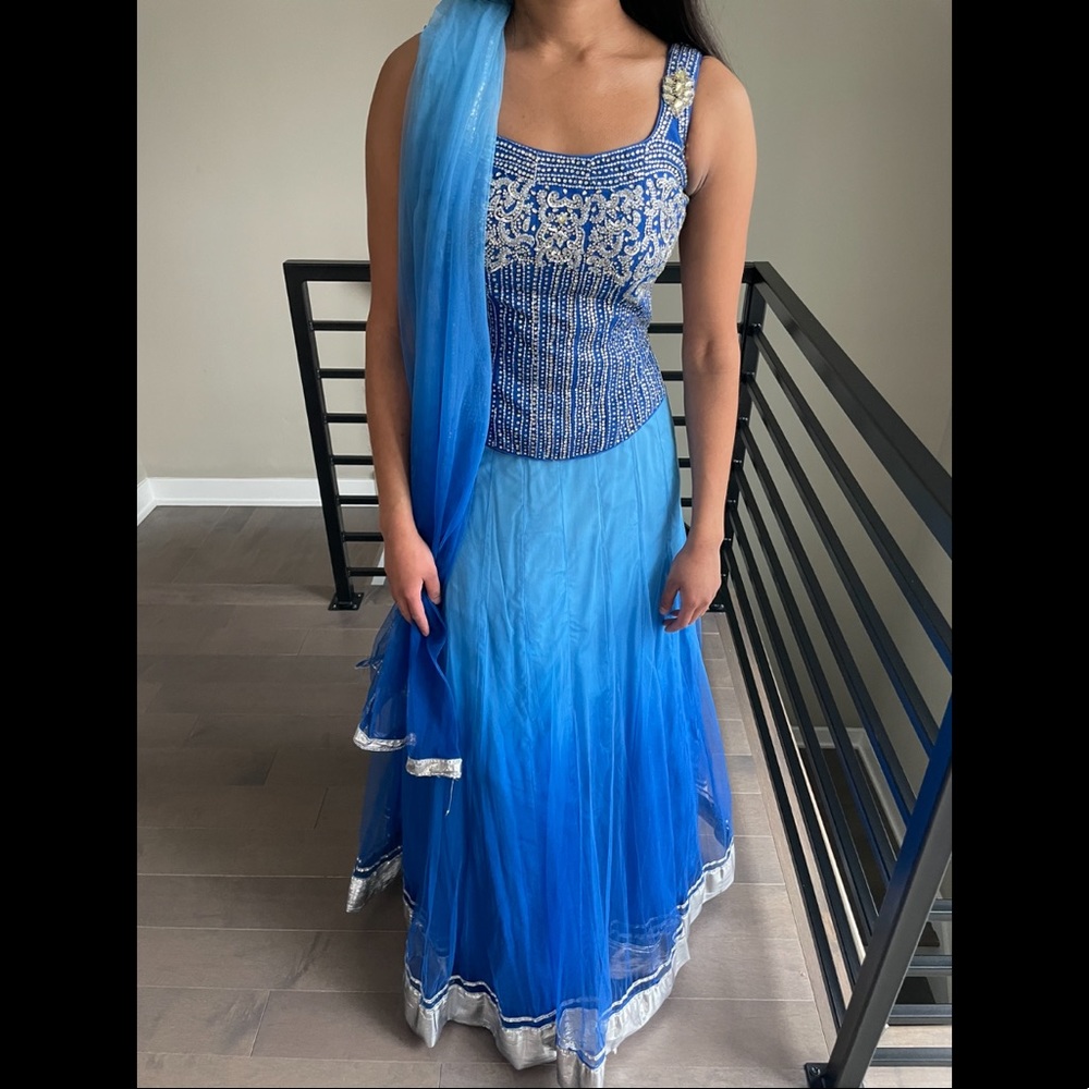 Designer blue ombré lehenga